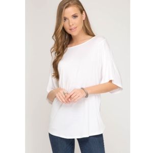 She+Sky Top with Half Sleeves with Twist Open Back
